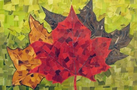 Winter Leaves paper art, collage