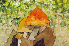 Woodland Mushrooms, paper art, collage